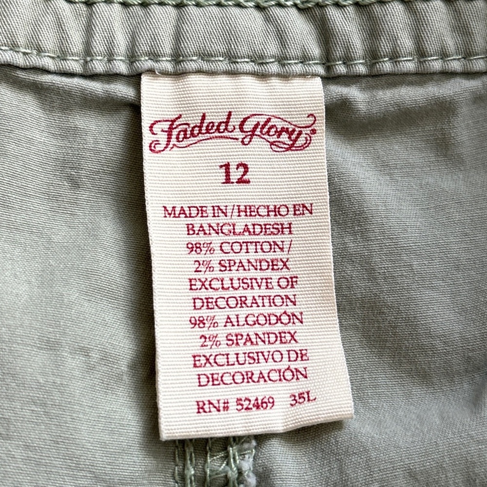 Faded Glory Size 12 Olive Green Cargo Capris - Picture 6 of 6